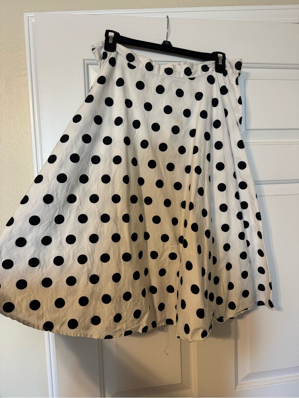Polka Dot Midi Skirt - Black Dot on White